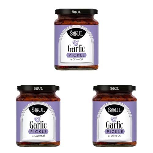 Image of ADF Soul Garlic Pickle Made in 100% Olive Oil | Our bestselling garlic pickle is strong, spicy & cooked to perfection | 275g (Pack of 3)
