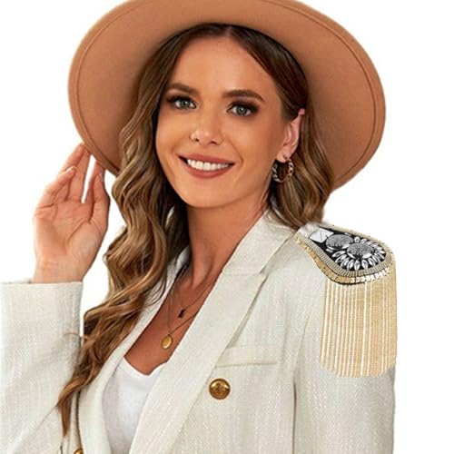 1 Pair Blazer Epaulet/Kpop Fringed/Tassel Metal Punk Shoulder Epaulette/Dpikes Brooch for Men Women 3 Colors Options