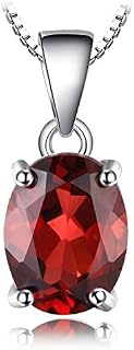 JewelryPalace Gemstones Birthstone Necklace For Women 925 Sterling Silver Solitaire Pendant Necklace For Girls Natural Amethyst Citrine Peridot Topaz Garnet Necklace Chain Box 18 Inches