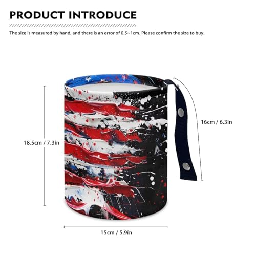 Image of Pensura Oil Painting American Flag Car Trash Can Multipurpose Collapsible Trash Container Car Organizer Mini Trash Can for Car Car Seat Back Use for Women Interior