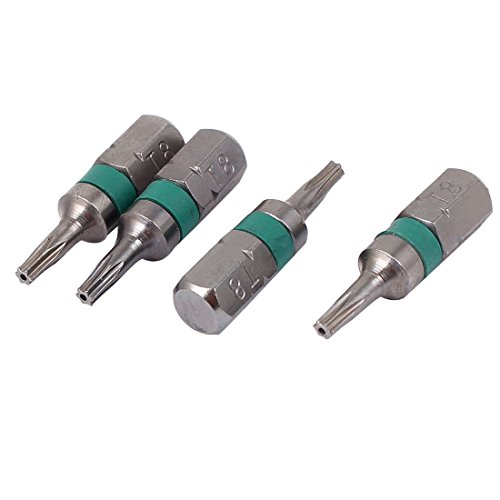 Sourcingmap 1/4" Hex Shank Magnetic T8 Torx Security Screwdriver Bit Gray 4pcs, Green