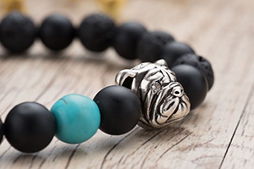 Karseer Dog Mascot Natural Onyx and Lava Rock Beads Bracelet Friendship Jewelry Gift Unisex3