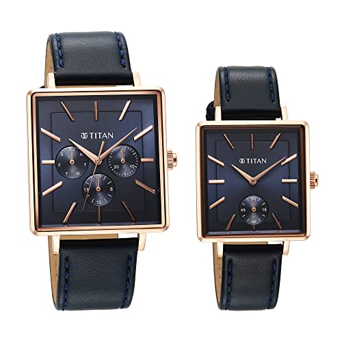 Titan Bandhan Black Dial Quartz Multifunction Leather Strap Watch for Couple-NS9400594205WL01P - Image 2