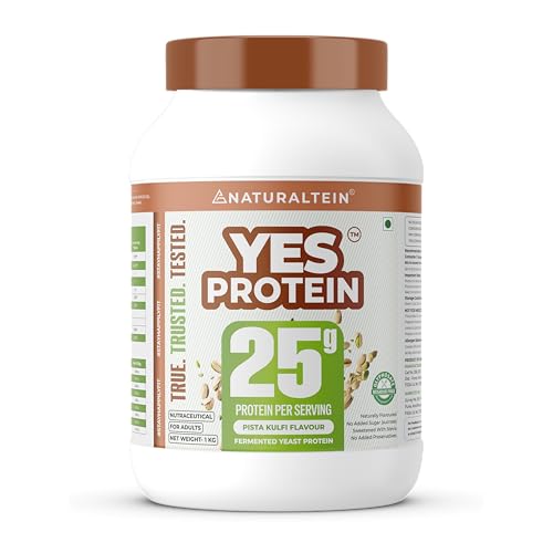 Image of Naturaltein YES Protein 1kg | Fermented Yeast Vegan Protein Powder |Pista Kulfi Flavour| 25 g Protein | No Added Sugar | Naturally Sweetened | Digestive Enzymes | Heavy Metal Tested | 28 Servings