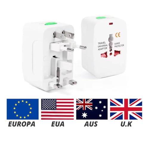 Kit 2 Adaptadores Tomada Universal Padrão Internacional Adaptador Mais de 150 Países Para Viagem Biv