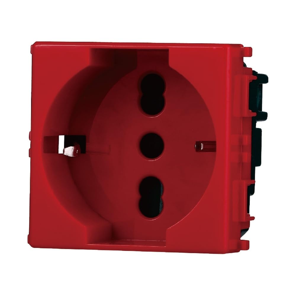 Ixtrima White Schuko Socket Compatible With Vimar Plana 2P+T 10/16A 250V Colour Red 2116