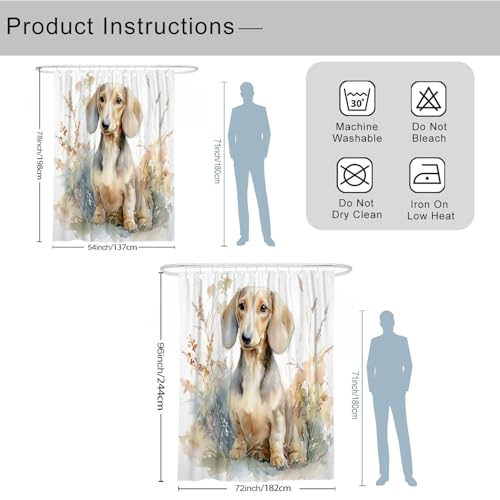 Rideau de douche extra long en polyester imperméable aquarelle 183x243 cm - 4