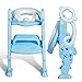 DREAMADE Réducteur de Toilettes Antidéparant Pliable avec 2 Marches Réglables en PP pour Enfant 2-7 Ans, Siège de WC Confortable Charge Maximale 50KG pour Toilettes en Forme de O U V (Bleu)