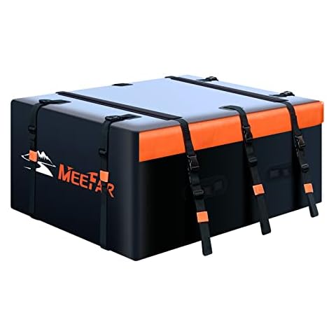 MeeFar Rooftop Cargo Carrier Car Roof Bag 20 Cubic Feet 100% Waterproof Car Top Carrier, Fits All Vehicle with/Without Rack,Include Anti-Slip Mat,10 Reinforced Straps,6 Door Hooks,Luggage Lock Cover