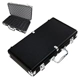 Scatola per fiche da poker, capacità in lega di alluminio nero opaco, scatola porta fiches da poker, per adulti, familiari, amici, appassionati, principianti