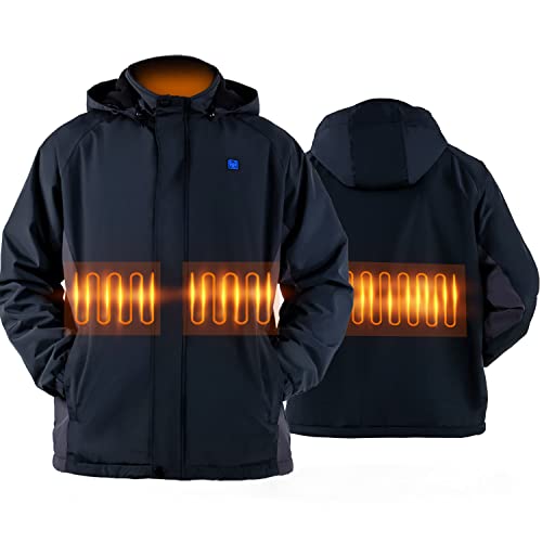 HZHNS Damen Beheizte Jacke, beheizbare Jacke, Heizjacke mit 3 Temperatureinstellungen Akku und Abnehmbare Kapuze, wasserdichte Softshelljacke zum Outdoor Arbeiten Tägliches Tragen Cover