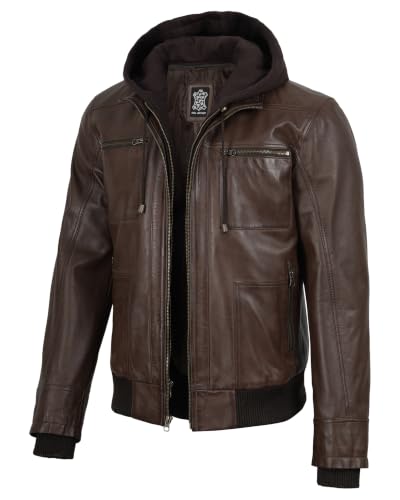 Image of Blingsoul Leather Jacket Men With Detachable Hooded - Real lambskin Leather Jackets For Mens