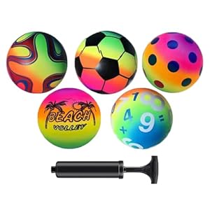 Csafyrt 5-teiliges Regenbogen Kickball-Set mit Pumpe