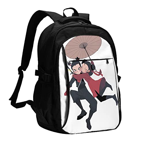 Lsjuee Pucca Sac à dos pour ordinateur portable College Business Sac à dos avec port USB pour homme et femme Sac à dos de voyage