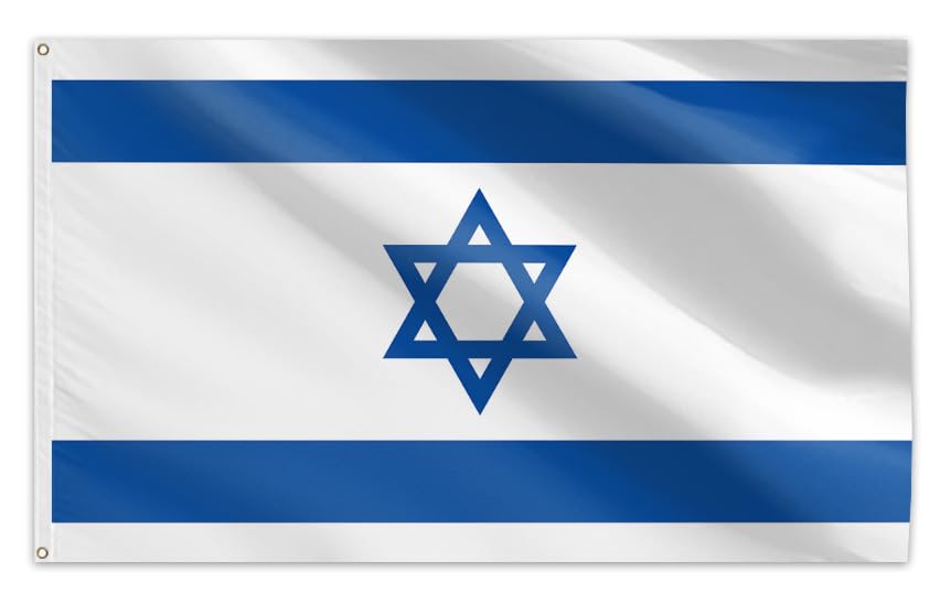 Israel Flag 3X5 FT,2 Sturdy Brass Buckles 100% Polyester Not Easy To Fade，Strong And Sturdy. (Israel)
