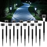 Aigostar 12Uds Lámpara Solar LED Exterior, Blanco Frío 6500K, IP44 Impermeable, Balizas Solares Exterior para Decoracion Jardin, Patio, Terraza, Iluminación de Camino