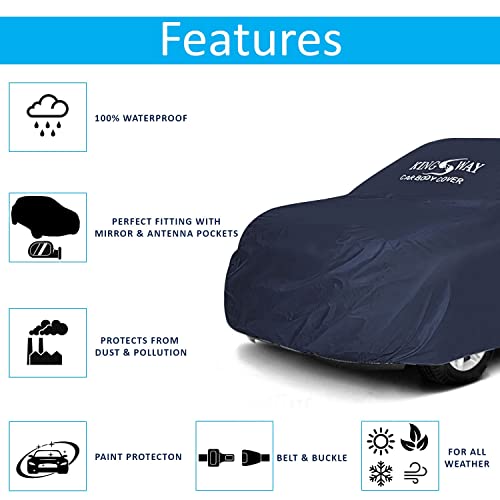 Image of KINGSWAY Accessories Waterproof Car Cover Only Compatible with BYD ATTO 3 Year 2022 Onwards, Mirror Pockets, All Weather, Bird Poop, Scratch and UV Protection Car Body Cover, Grey