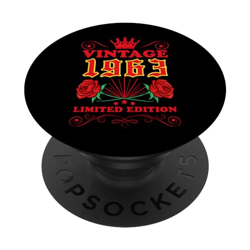 Regalos de 61 años vintage 1963 61 hombres mujeres 61 cumpleaños PopSockets PopGrip Intercambiable