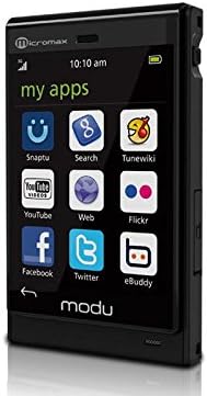 Modu T smartphone displaying its camera interface with settings for mode, scenes, quality, and flash.