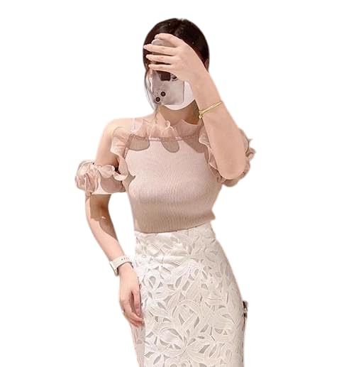 mystify Summer Ruffled Splice Off Shoulder Pullover Japanese Strap Slim Fit Women Solid All-Matched Short Top-picture-24