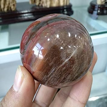 1Pc Red Rose Petrified Wood Sphere Dia 60mm Agate Quartz Crystal Ball Stone for Home Office Decor