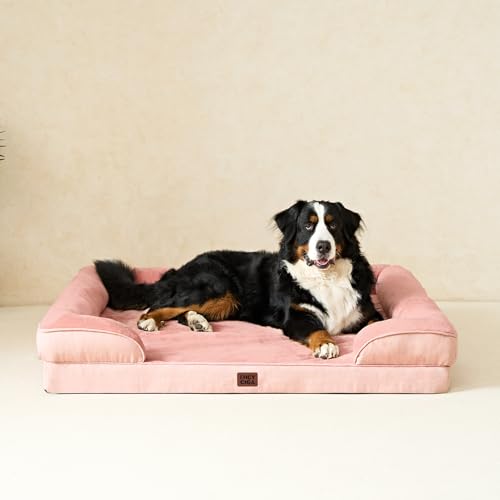 EHEYCIGA Orthopädisches Hundebett Kleine Hunde, 89x56cm, Memory Foam Hundekorb Mittelgroße Hunde, Waschbar Hundesofa Wasserdicht rutschfest, Hundecouch mit Hohem Rand, Rosa