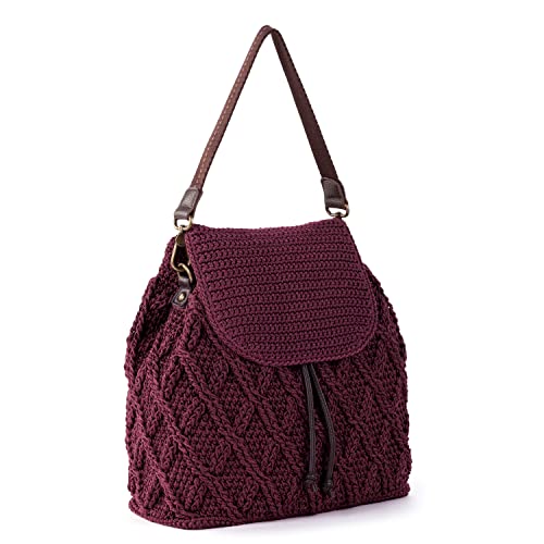 The Sak Sayulita Backpack In Crochet, Adjustable, Removable Straps, Convertible Design, Cabernet #TOP1