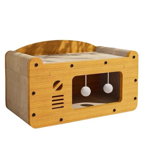 【AZIEBAY】猫用爪とぎハウス|段ボール製キャットハウス2-3段タイプ|爪研ぎ&くつろぎスペースを兼ね備えた大型設計|階段付きで遊び場としても最適|おしゃれで丈夫な構造|屋内飼い猫のストレス解消と健康維持に役立つ安心品質 (2段 (B))