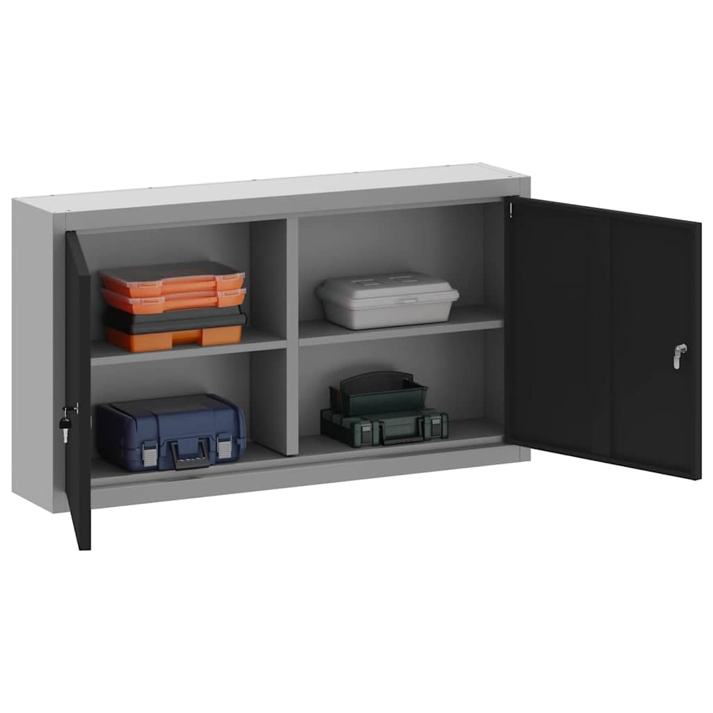vidaXL Armario de Herramientas Negro y Gris 100 x 20 x 55 cm, Banco de Trabajo, Armario metálico para Herramientas, estantes Ajustables, organización práctica, diseño Moderno