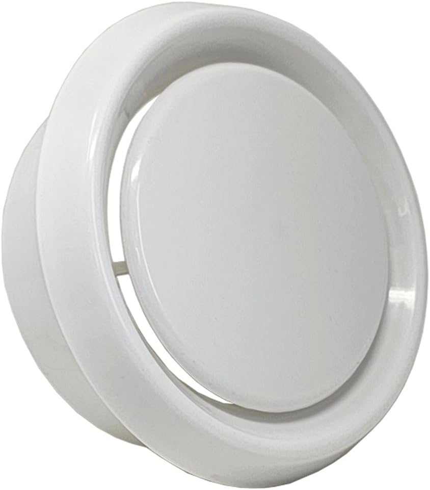 Kair 150mm Plastic Ceiling Extract Valve with Retaining Ring | Wipe-clean finish, Dual purpose extract or supply air valve, Can easily connect to 152mm flexible hose using a hose clip