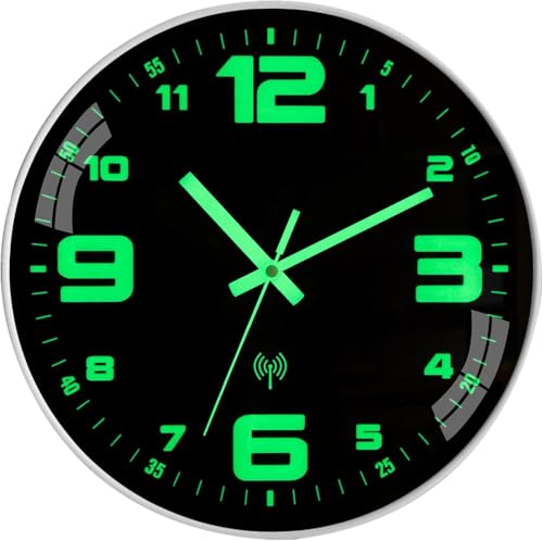 NESIFEE Funkuhr Wand Wanduhr Funk lautlos Leuchtend im Dunkeln...
