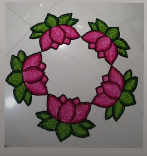 Image of Rangoli Floor Decoration Mat, Haldi & Mehndi Ceremony, Pooja and Festivals | Traditional Floral Design Decorative Mat for Home Entrance, Mandap & Event Decor