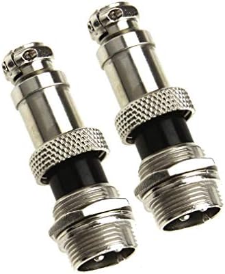 2X Aviation Plug Male & Female Wire Panel Metal Connector 16mm 4 Pin