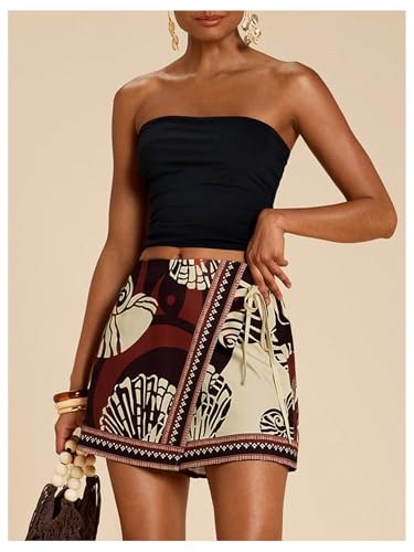 Image of SweatyRocks Women's Boho Mini Skirts Floral Shorts Tie Side Wrap Skorts