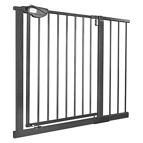 XMTECH Türschutzgitter Ohne Bohren Treppengitter für Kinder 95-105cm breit,Auto-Close Baby Türgitter Treppen Absperrgitter mit Druckbefestigung,Safety Gate, 180° Zweiwegeöffnung Schwarz