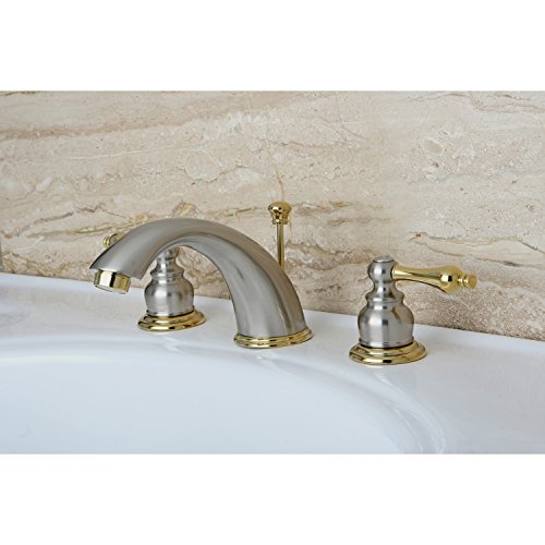 Kingston Brass Kb979Al Victorian Widespread Bathroom Faucet, 8-Inch Adjustable Center, Brushed Nickel/Polished Brass #TOP1
