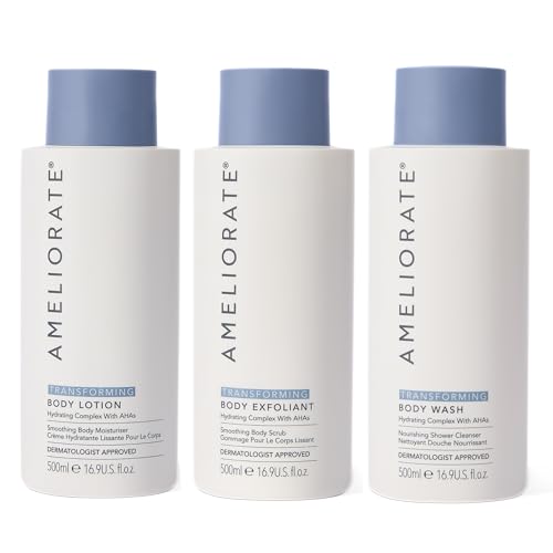 AMELIORATE Smooth Skin Hero's Bundle | Includes Transforming Body Lotion, Exfoliant & Wash | For KP, Dry Skin & Razor Bumps | Supports Skin's Natural Moisture Barrier | Dermatologist Approved