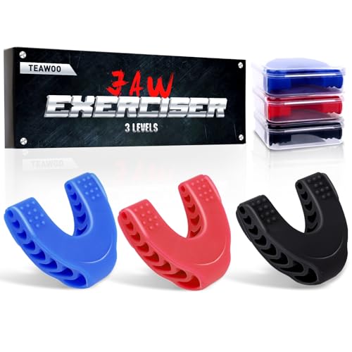TEAWOO Tóner de mandíbula Shark para hombres y mujeres, 3 niveles de resistencia, tóner de mandíbula de silicona para principiantes, intermedios y avanzados, ejercitador de mandíbula, ejercitador de
