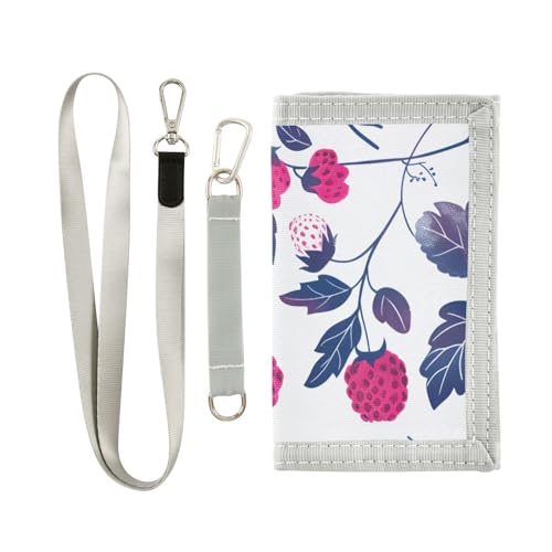 Raspberry Durable Nylon Fabric Wallet for Boys and Girls - Multi-Functional with 2 Clear Pockets, Zipper Coin Compartment, 3 Card Slots & Keyring