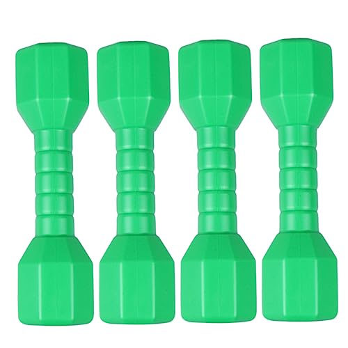 BRIGHTFUFU 4pcs Octagonal Dumbbells Green Plastic Exercise for Fitness Dance and Outdoor Fun Enhances Coordination and Strength