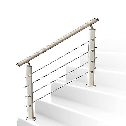 Escalera exterior il para 2 3 peldaños de transición para escalones al aire libre, kit de barandilla de escalera resistente con tornillos fácil de instalar (tamaño: L 80 cm)