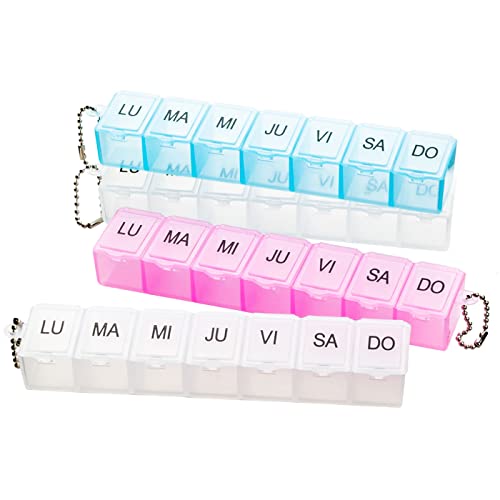 4 Pastilleros Semanales Pastillero Semanal 1 Toma Diaria Organizador de Medicamentos Caja de Pastillas Organizador de pastillas portátil 7 días Cover