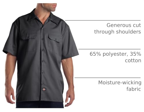 Image of Dickies Men's Short Sleeve Work Shirt - Durable Twill Button Down Shirts for Men, Lightweight Uniform for Daily Wear