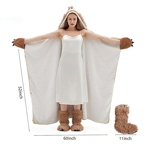Faultier Decke mit Ärmeln und Hüttenschuhe - Faultier Geschenk für Frauen | Sherpa Fleece Kuscheldecke mit ärmeln, Tragbare Decke zum Anziehen als Weihnachten Geburtstagsgeschenk für Frauen Damen