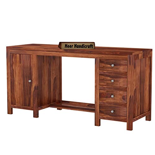 Image of Solid Sheesham Wood Study Table for Adults | Computer Table for Home | Wooden Writing Desk | Office Table for Office Work | Work from Home Table with 2 Drawers (16)