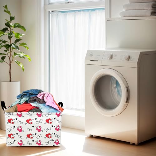 Image of Cute Heart Valentine's Day Basket for gifts empty Storage Basket for Kid and Baby Room Decor (Arrow Red Love)