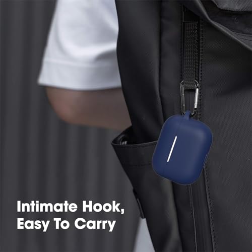 Image of Sounce Earphone Case Cover Compatible for Airpods Pro 2 Case 2022, Soft Silicone Skin Case Cover Shock-Absorbing Protective Case with Keychain [Front LED Visible](Blue)