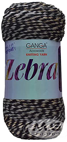 Image of Ganga Acrowool Knitting Yarn Wool, Black 300 gm Woolen Crochet Yarn Thread. Best Used with Knitting Needles, Crochet Needles. Best Woolen Thread. Bag