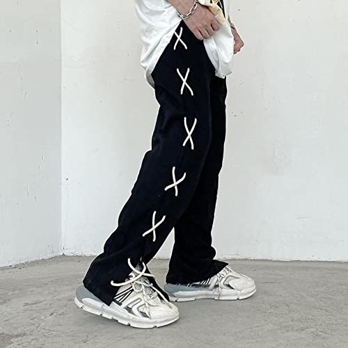 Harajuku Cross Strapping Trend Casual Sports Pants Gothic Men's and Women's ins Loose Wide Leg Loose Pants4