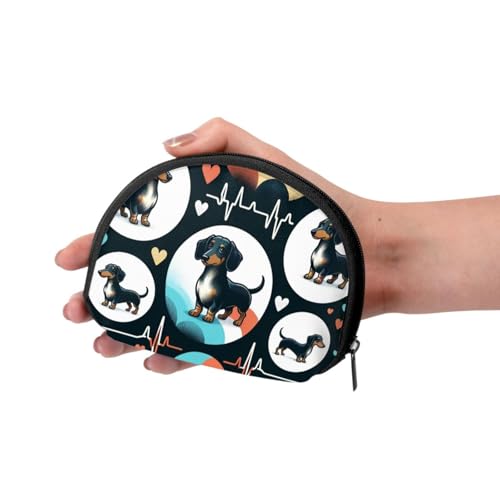 Portable Coin Purse Dachshund-Heartbeats Mini Zippered Money Pouch Card Holder3